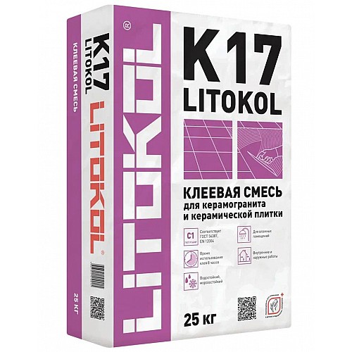 Клей LITOКOL K17 (класс С1)для плитки и керамогранита - 25 кг